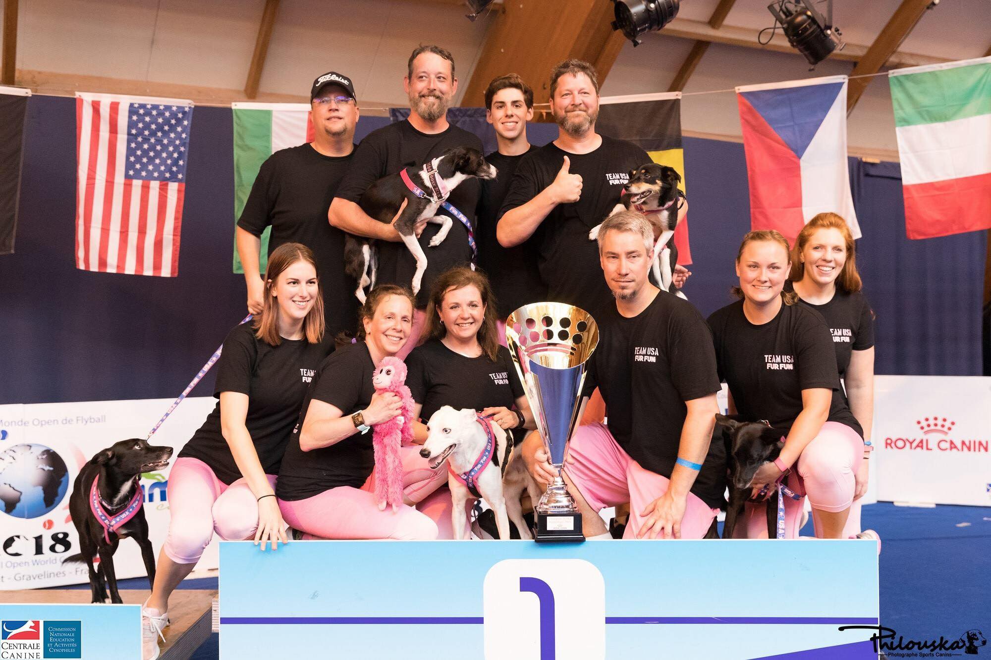 Fur Fun Team USA group picture with their performance dogs